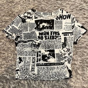 Newspaper t shirt crop top